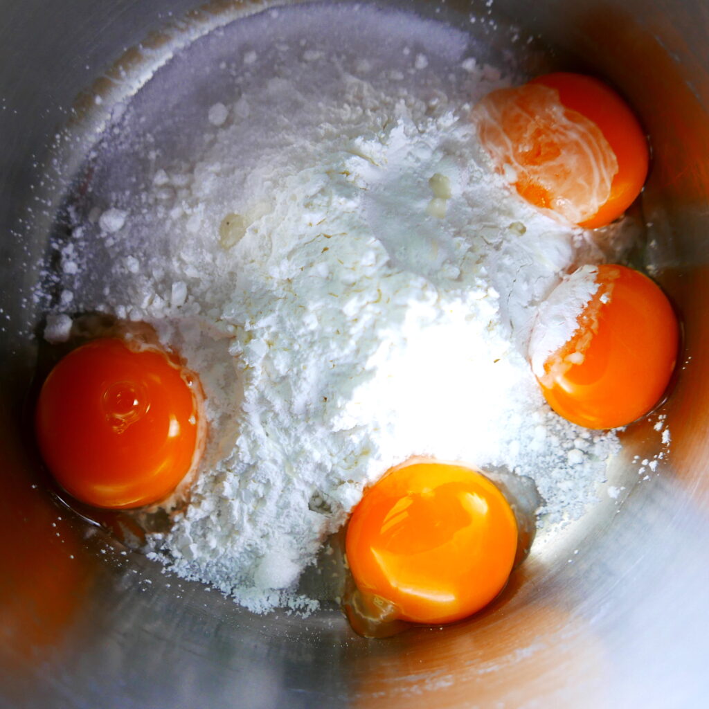 egg yolks, cornstarch, and sugar in a saucepan
