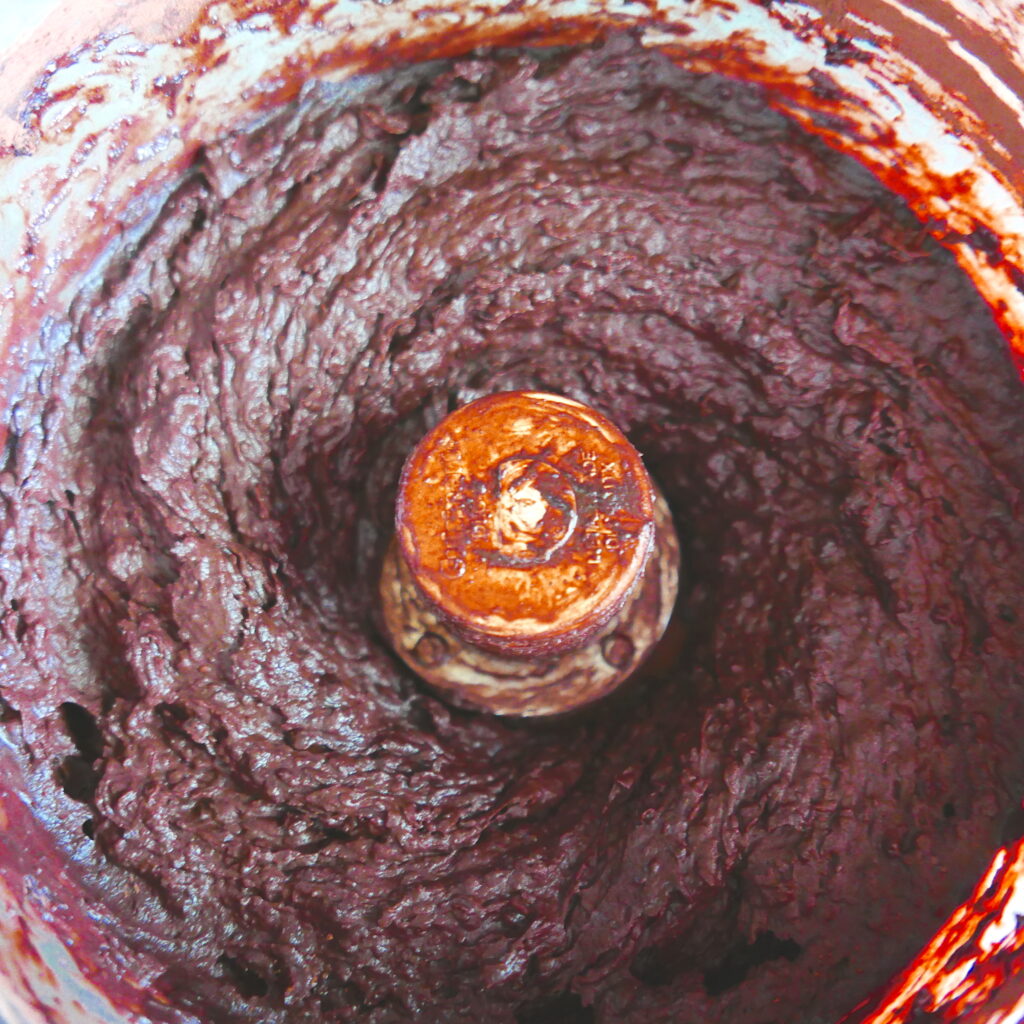 black bean mixture in food processor