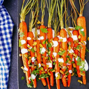 cumin roasted carrots with yogurt sauce