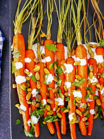 cumin roasted carrots with yogurt sauce