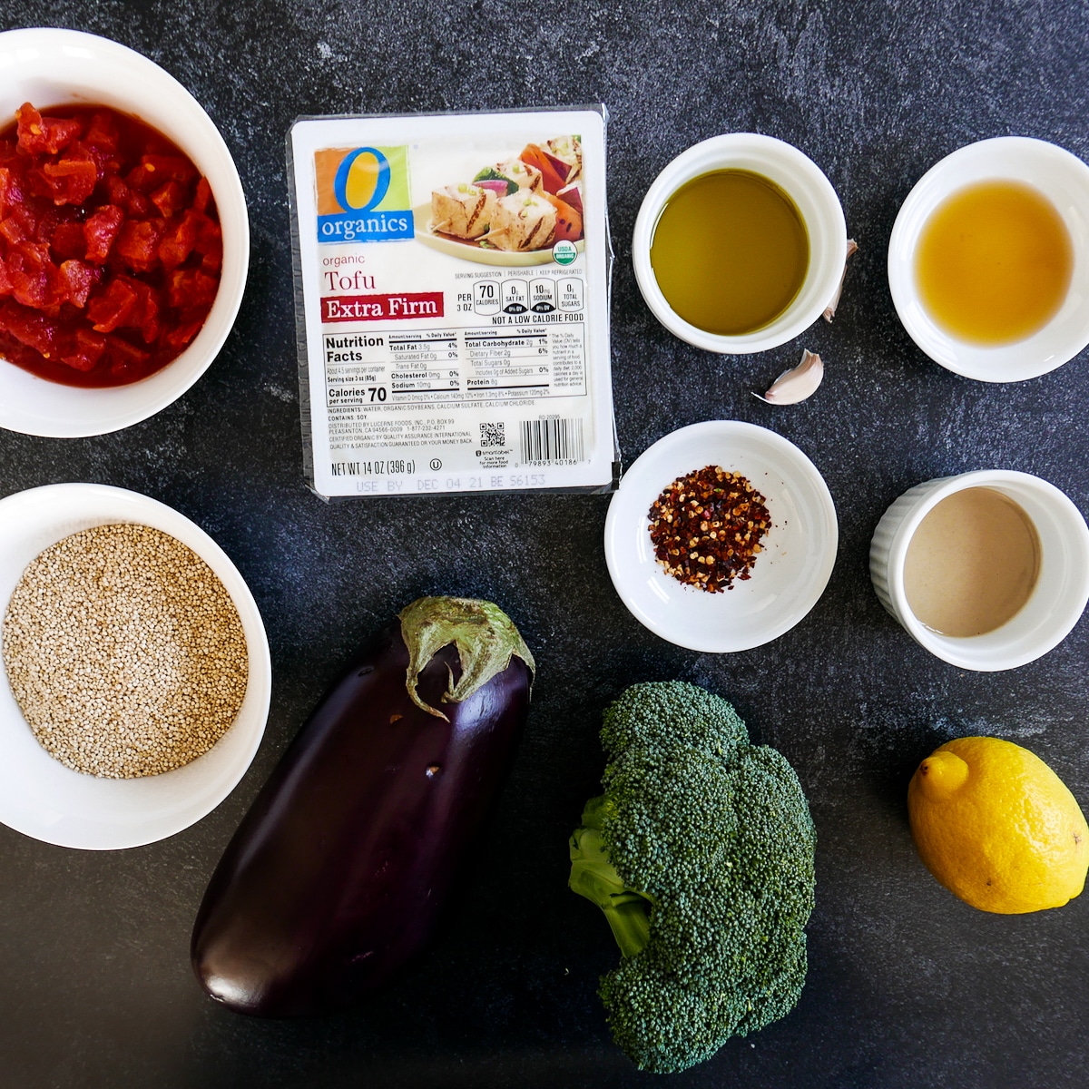 ingredients arranged on a table.