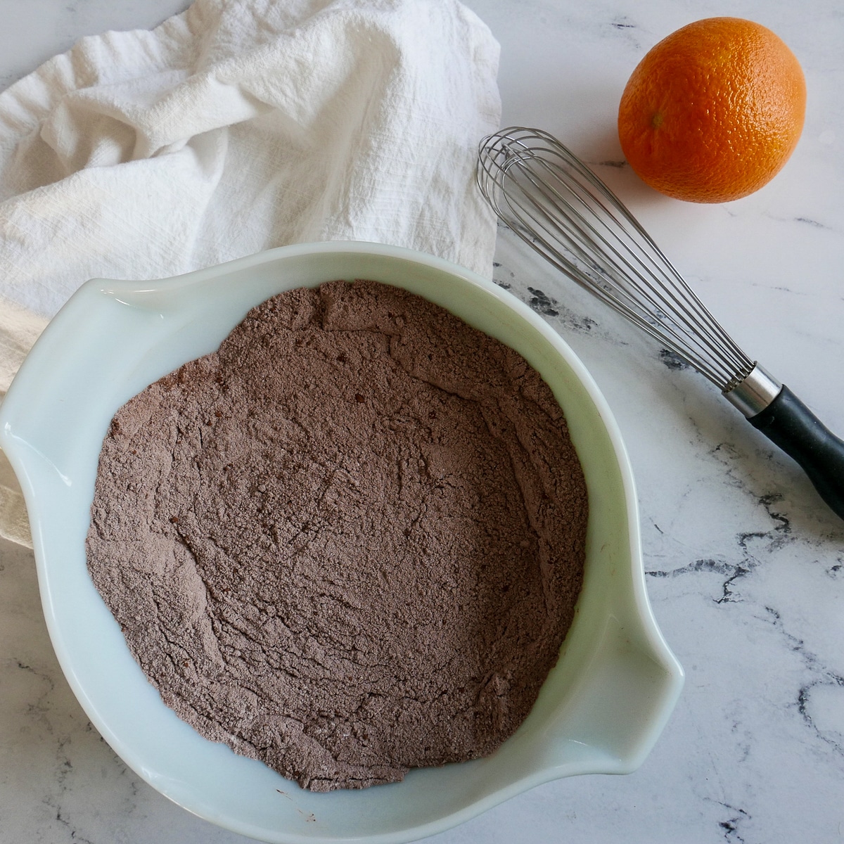 dry ingredients in a mixing bowl with whisk.