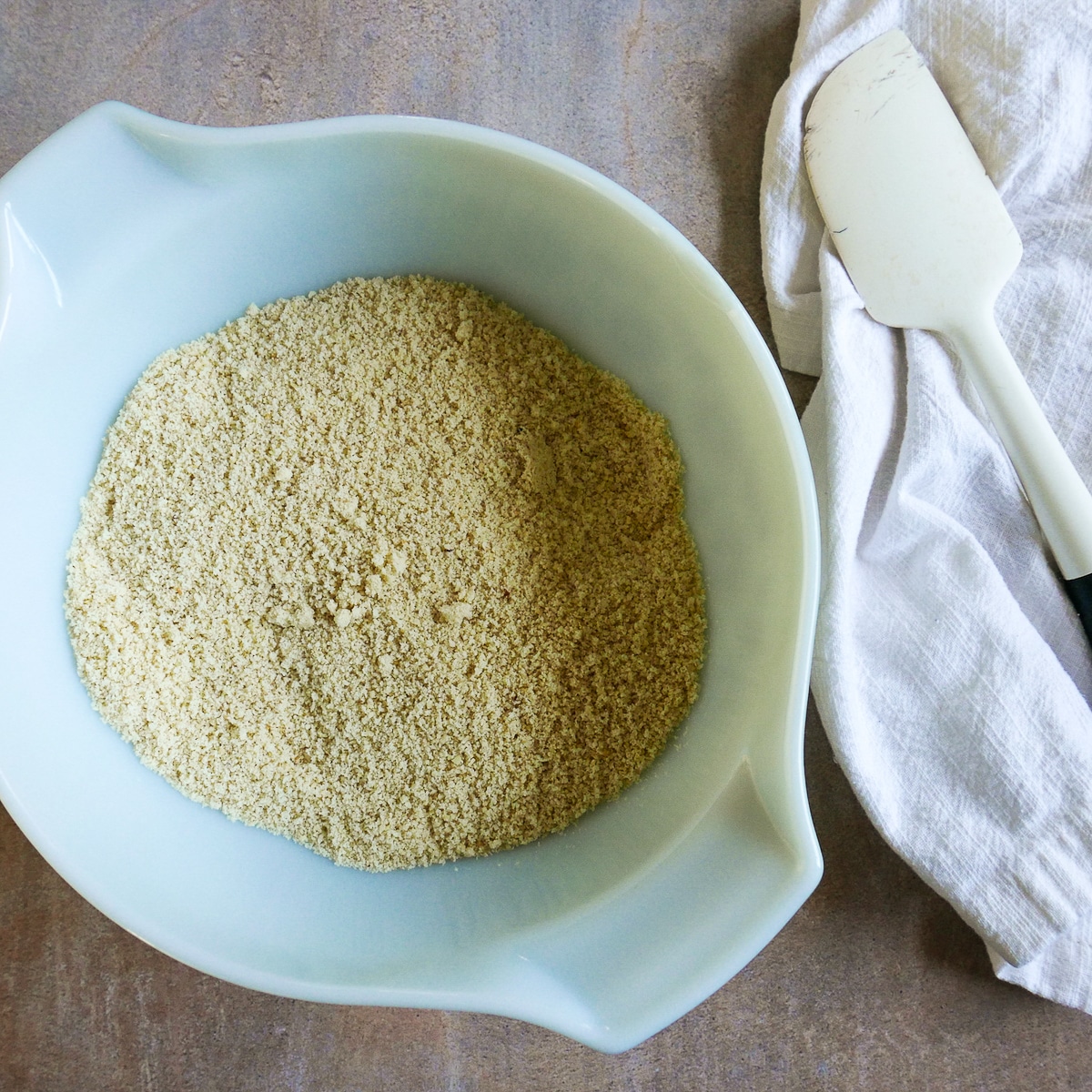 almond flour, baking soda, and salt mixed together in a bowl.