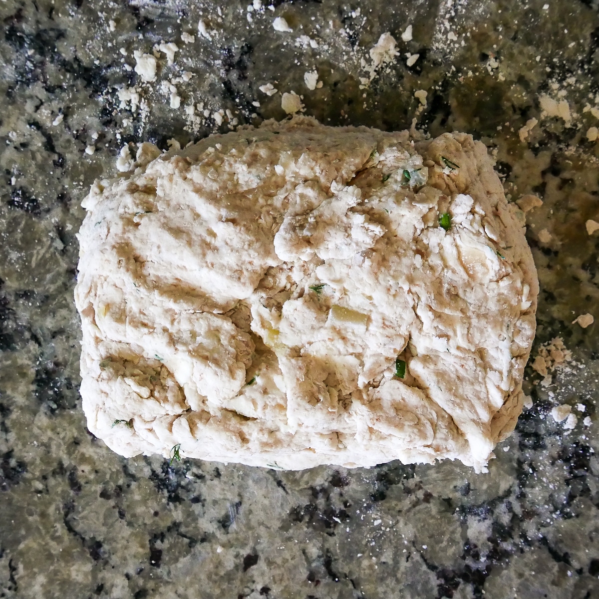 biscuit dough formed into a rectangle.