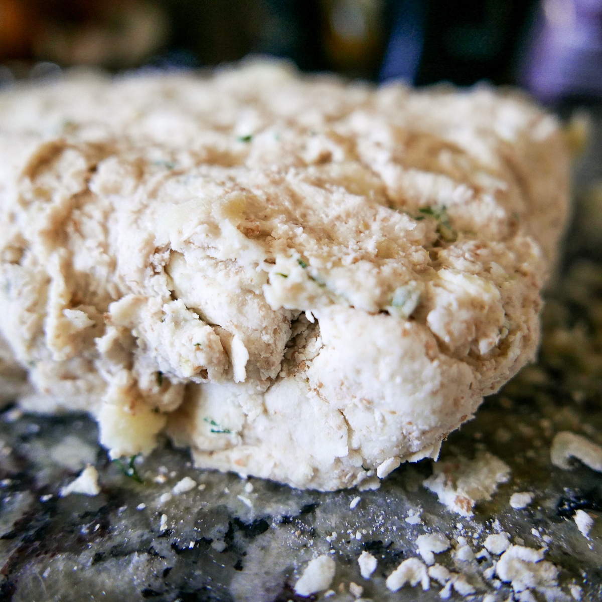 second dough fold on the counter.