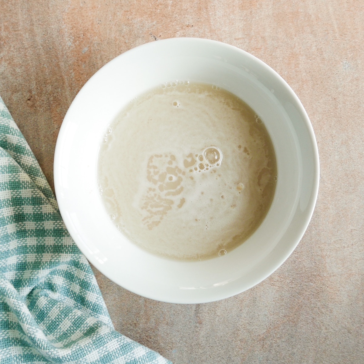 instant yeast and water in a small bowl.