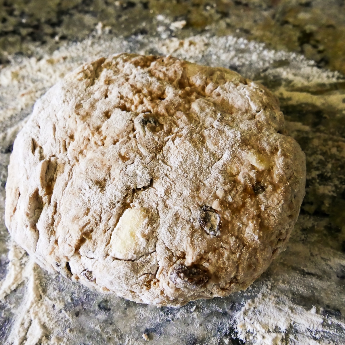 combined dough turned out onto the counter.