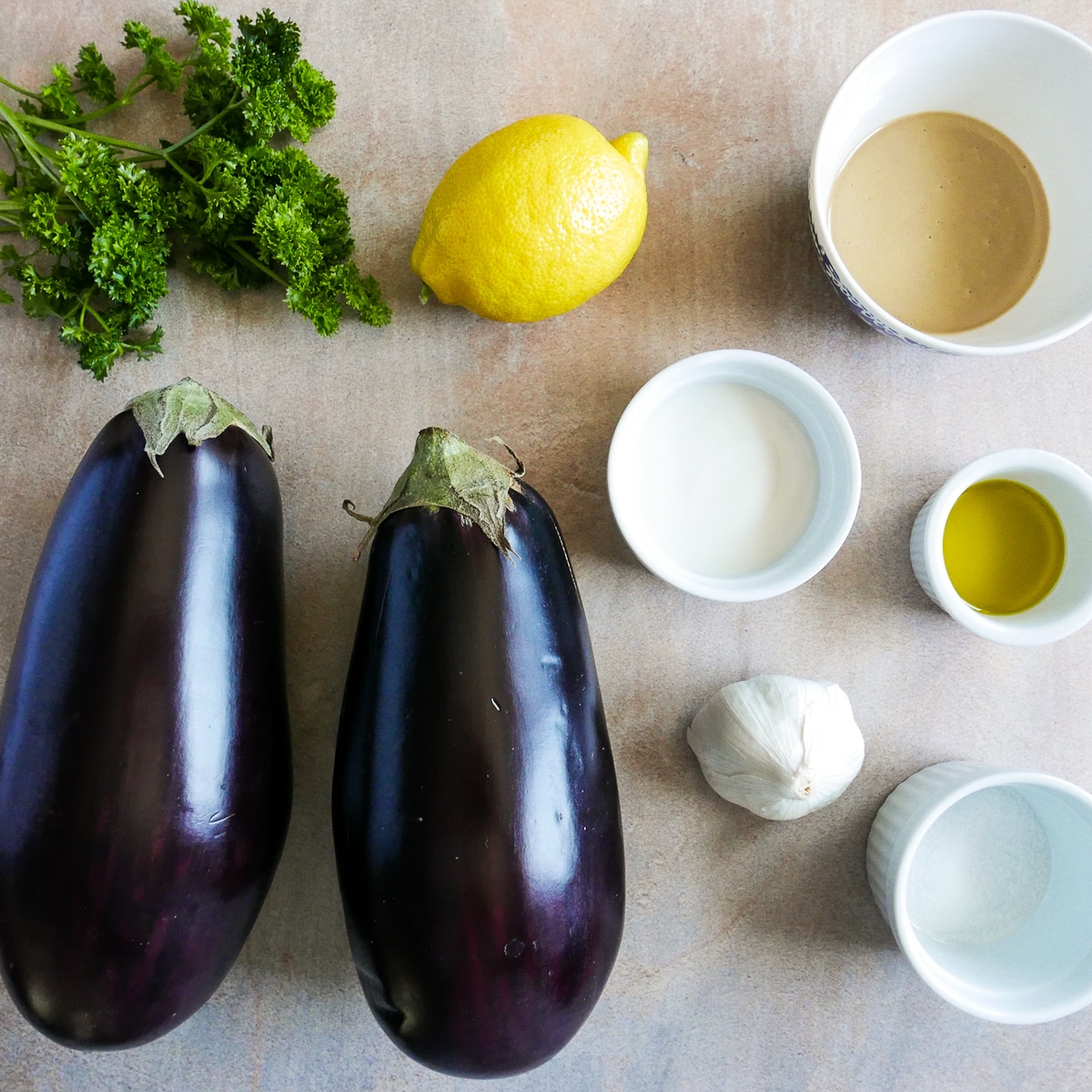 ingredients arranged on a table.