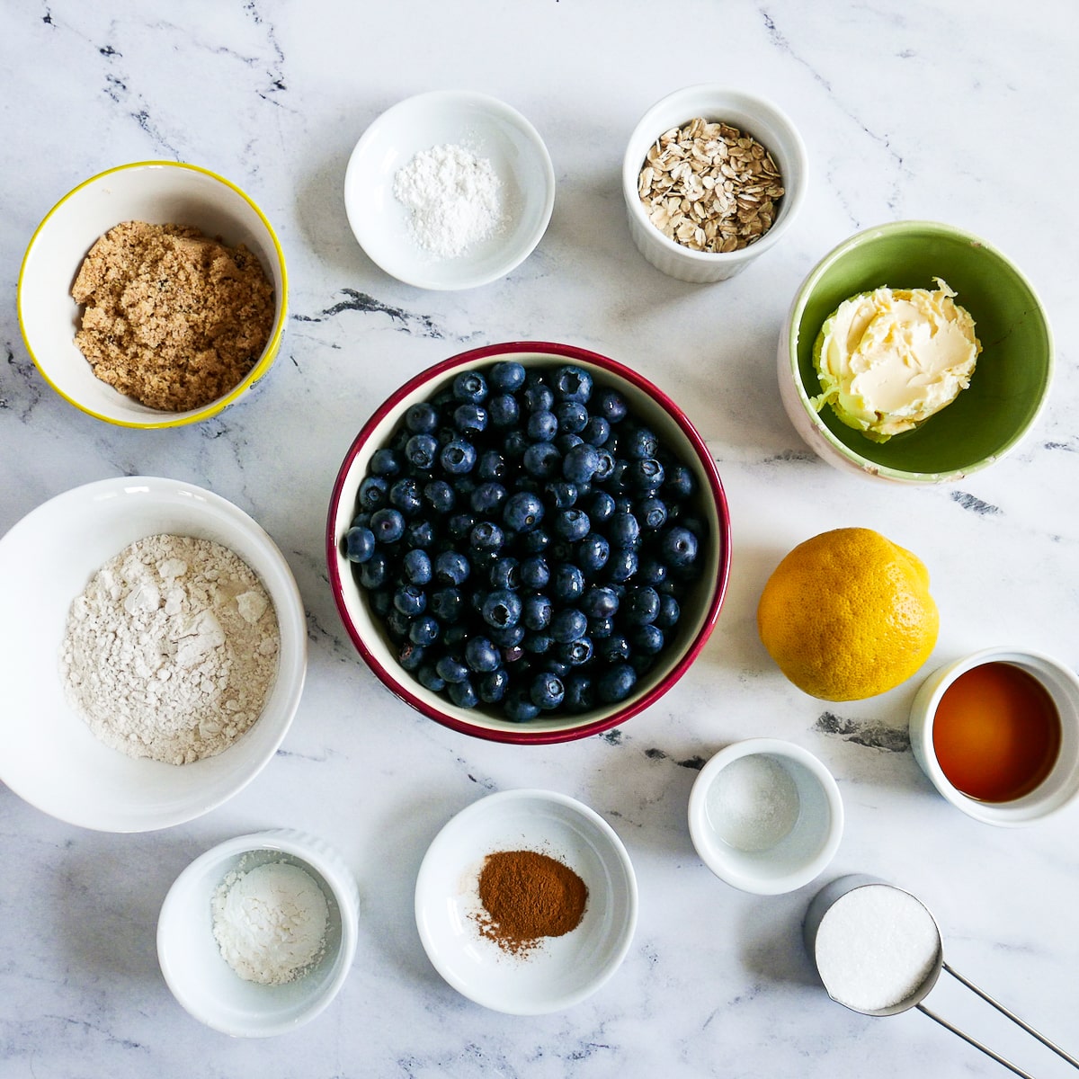 cobbler ingredients arranged on a table.