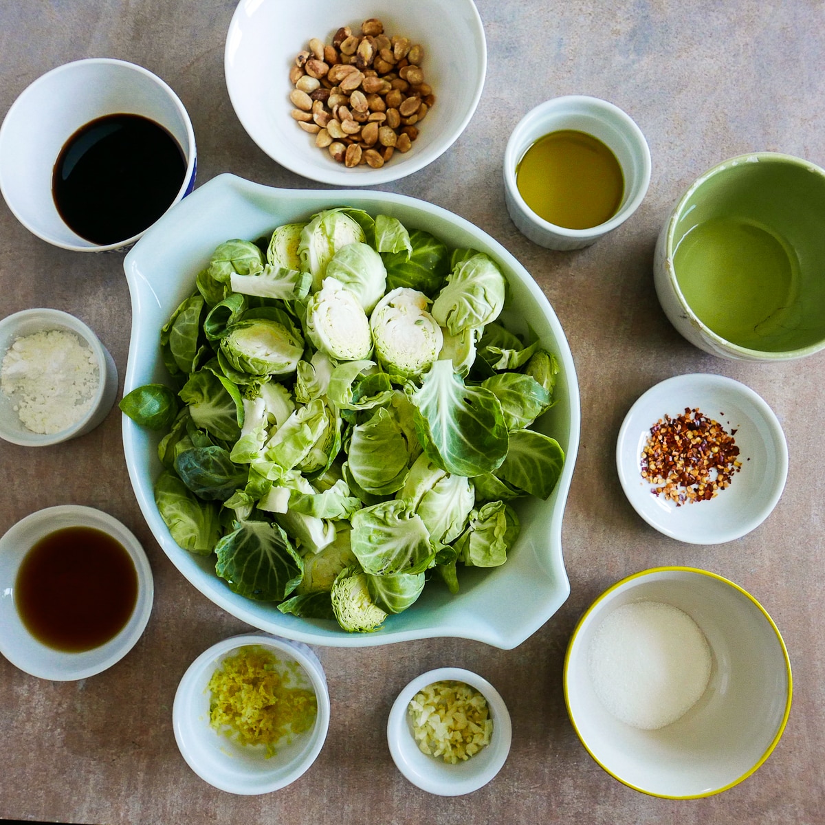 kung-pao-brussels-sprouts-ingredients.jpg kung pao brussels sprouts ingredients arranged on a table.