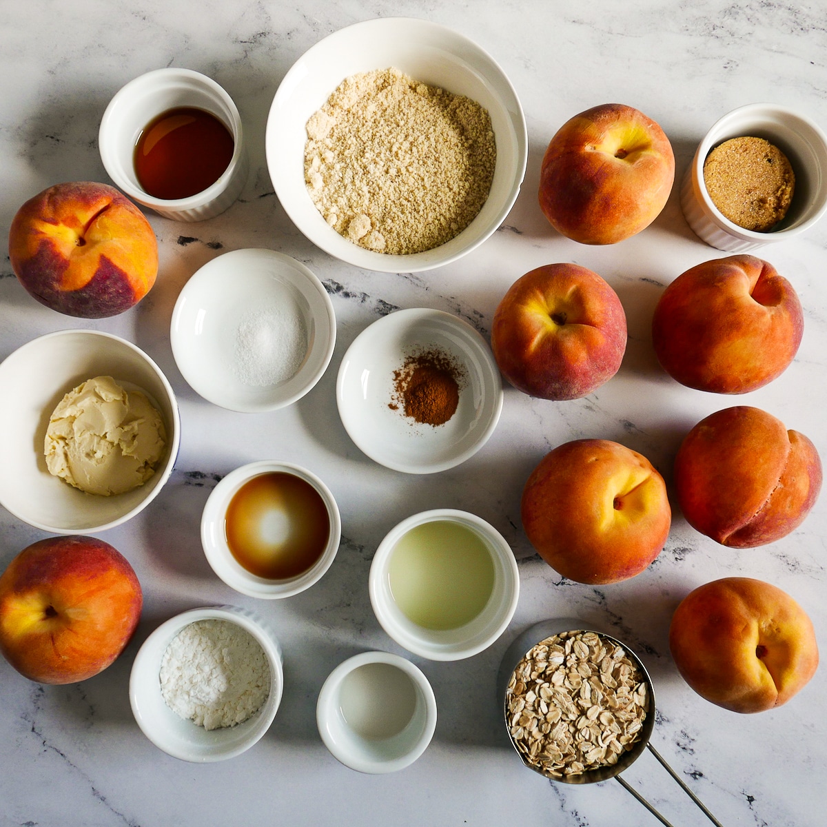 crisp ingredients laid out on a table.