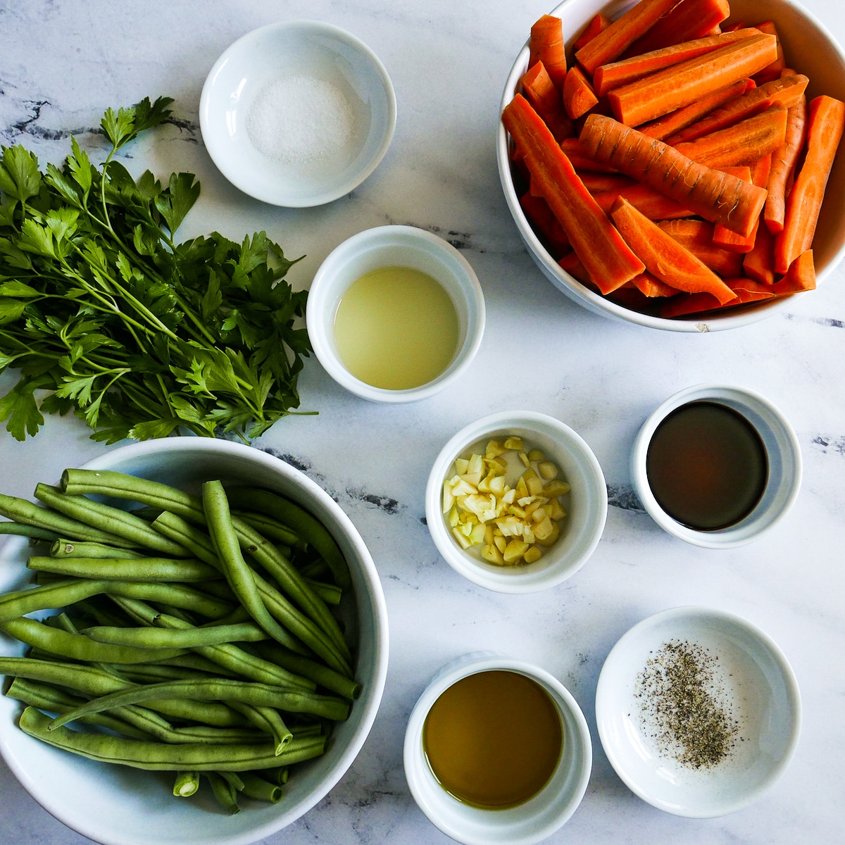 ingredients arranged on a table.