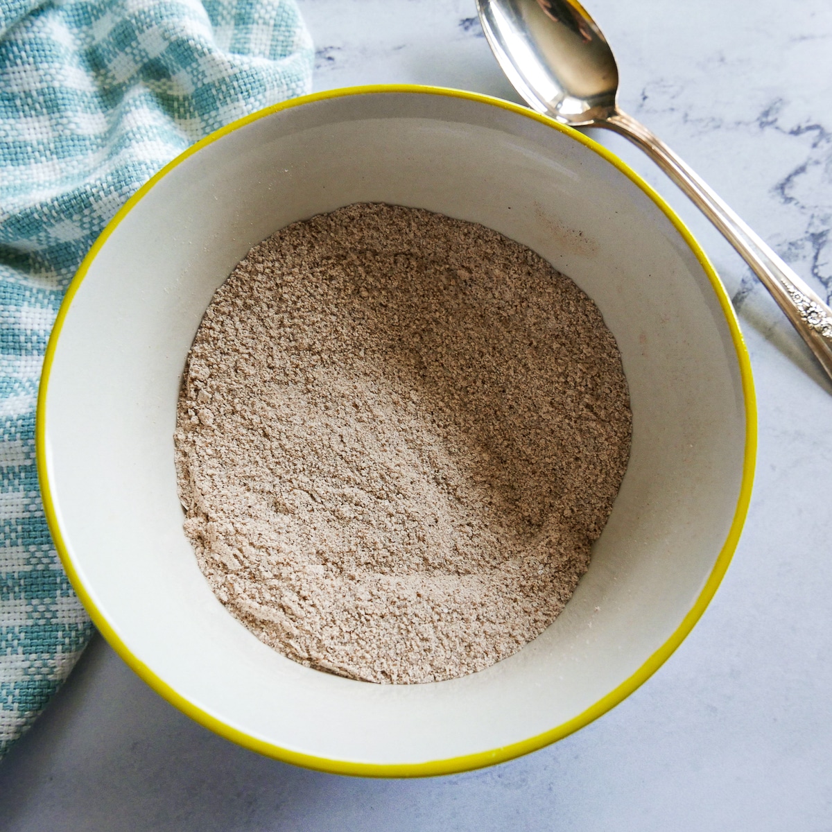 sugar, spices, lemon juice, and cornstarch mixed in a small bowl.