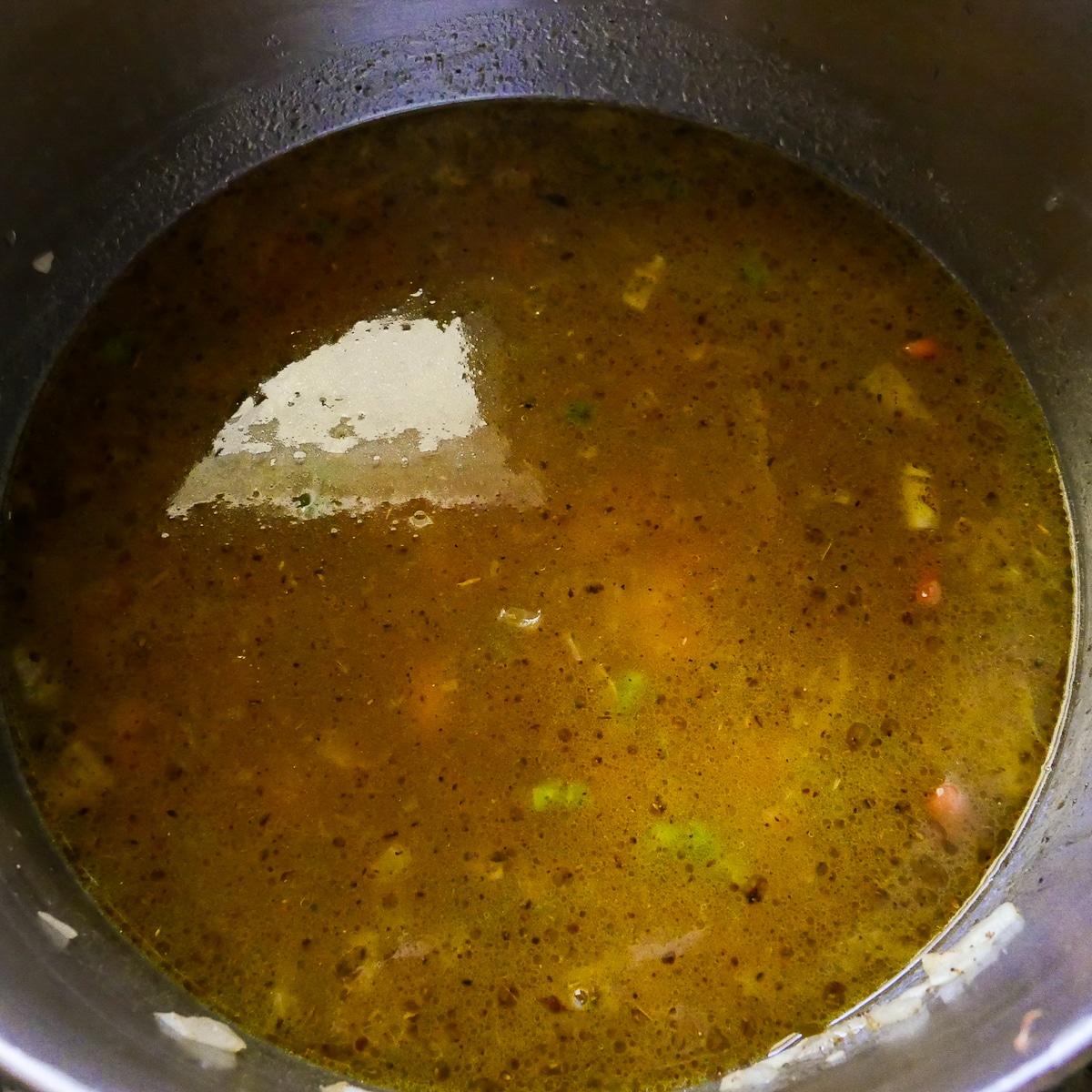 soup in a large pot.