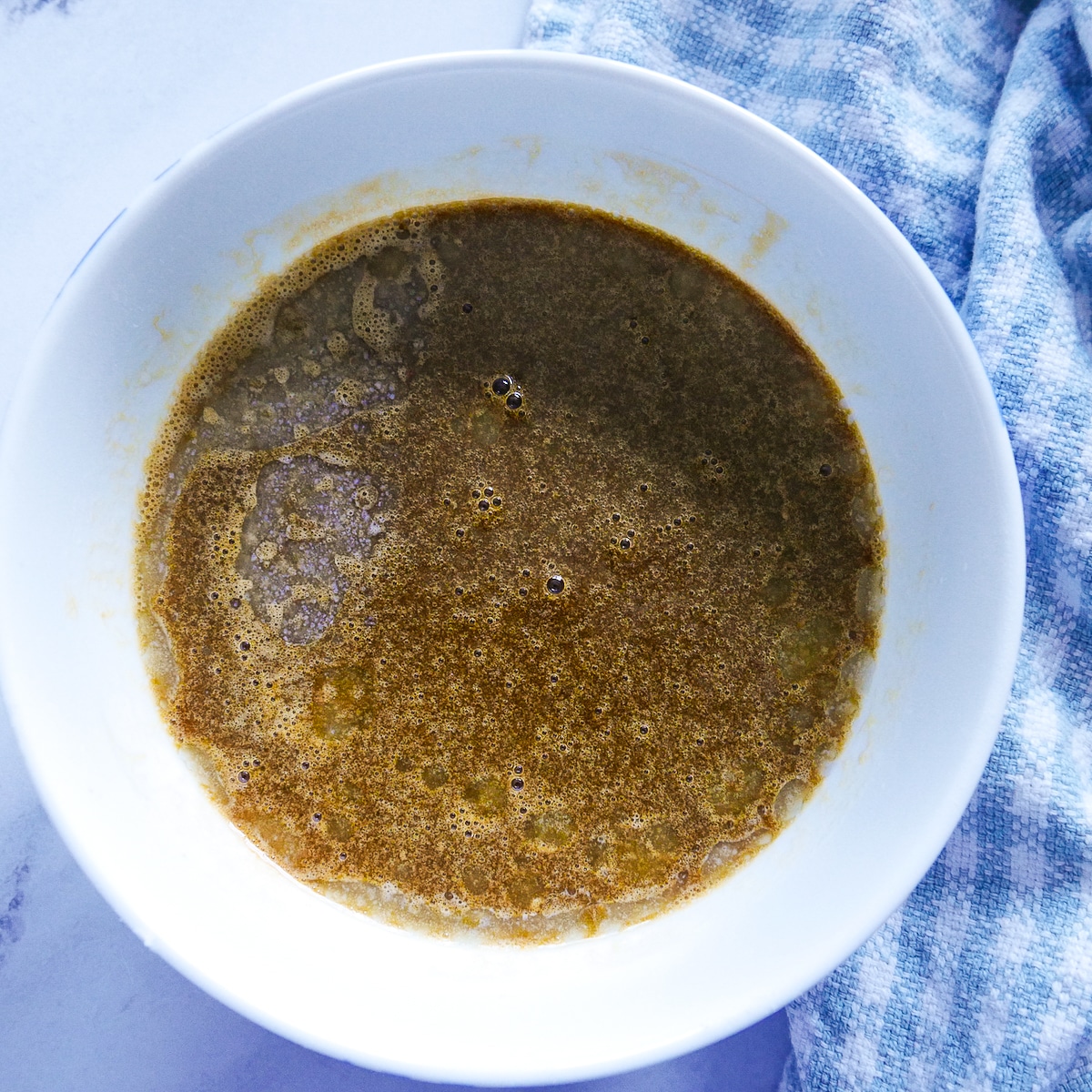 melted butter, molasses, and egg combined.