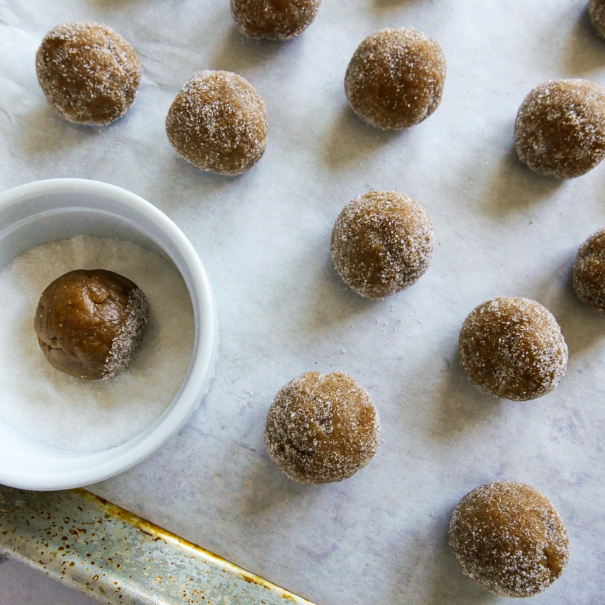 cookie dough rolled into balls and rolled in sugar.