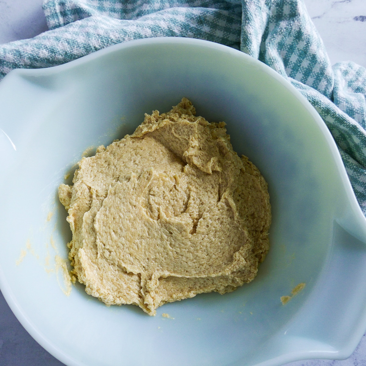 eggs-in-cookie-dough.jpg cookie dough mixture after adding eggs and vanilla extract.