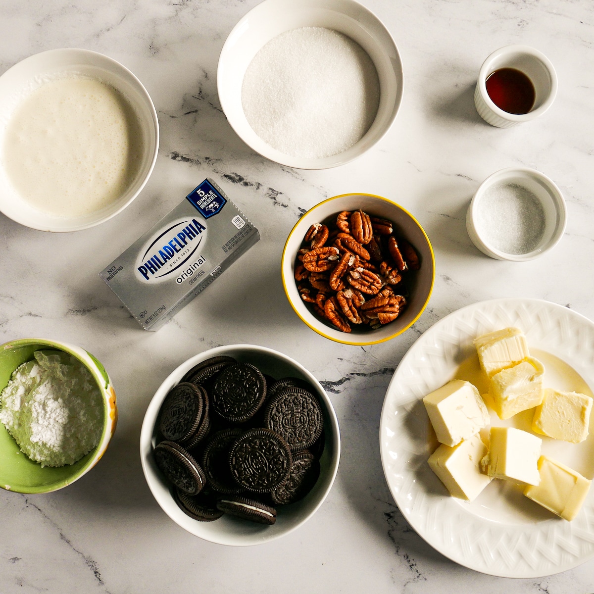 pie ingredients arranged on a table.