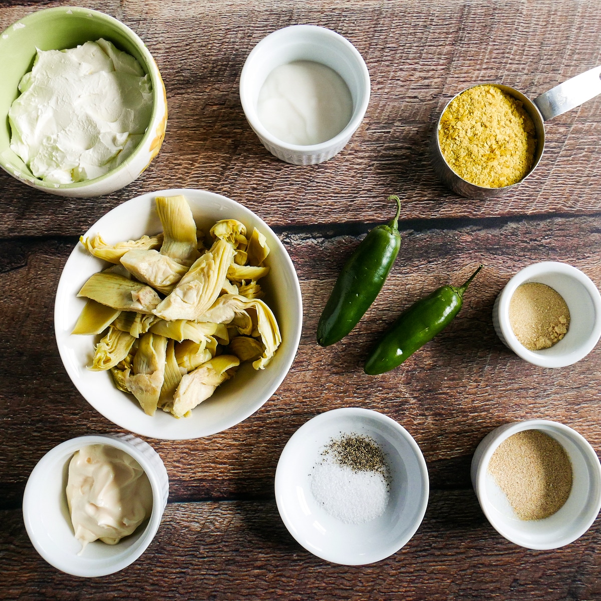 recipe ingredients arranged on a table.