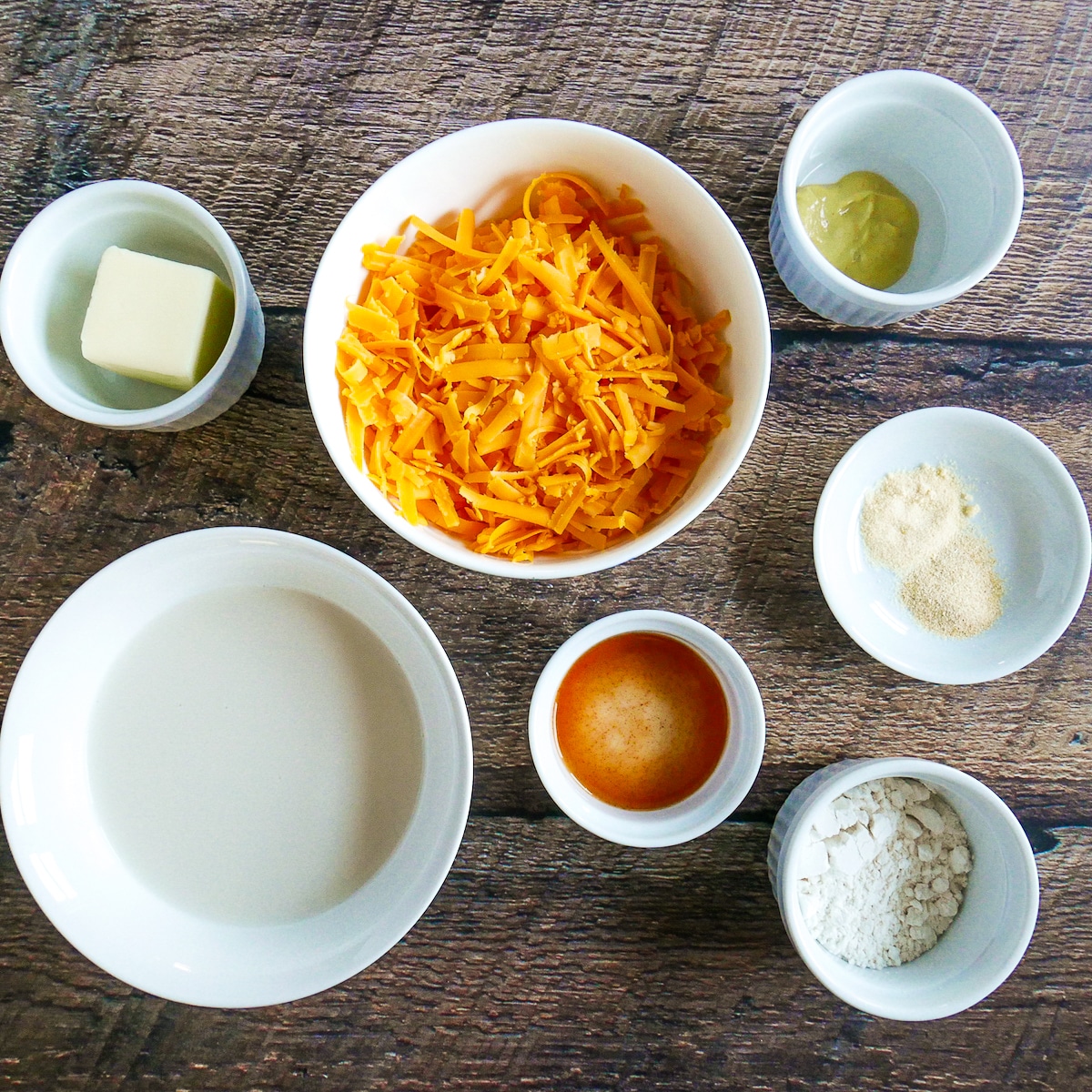 dip ingredients arranged on a table.