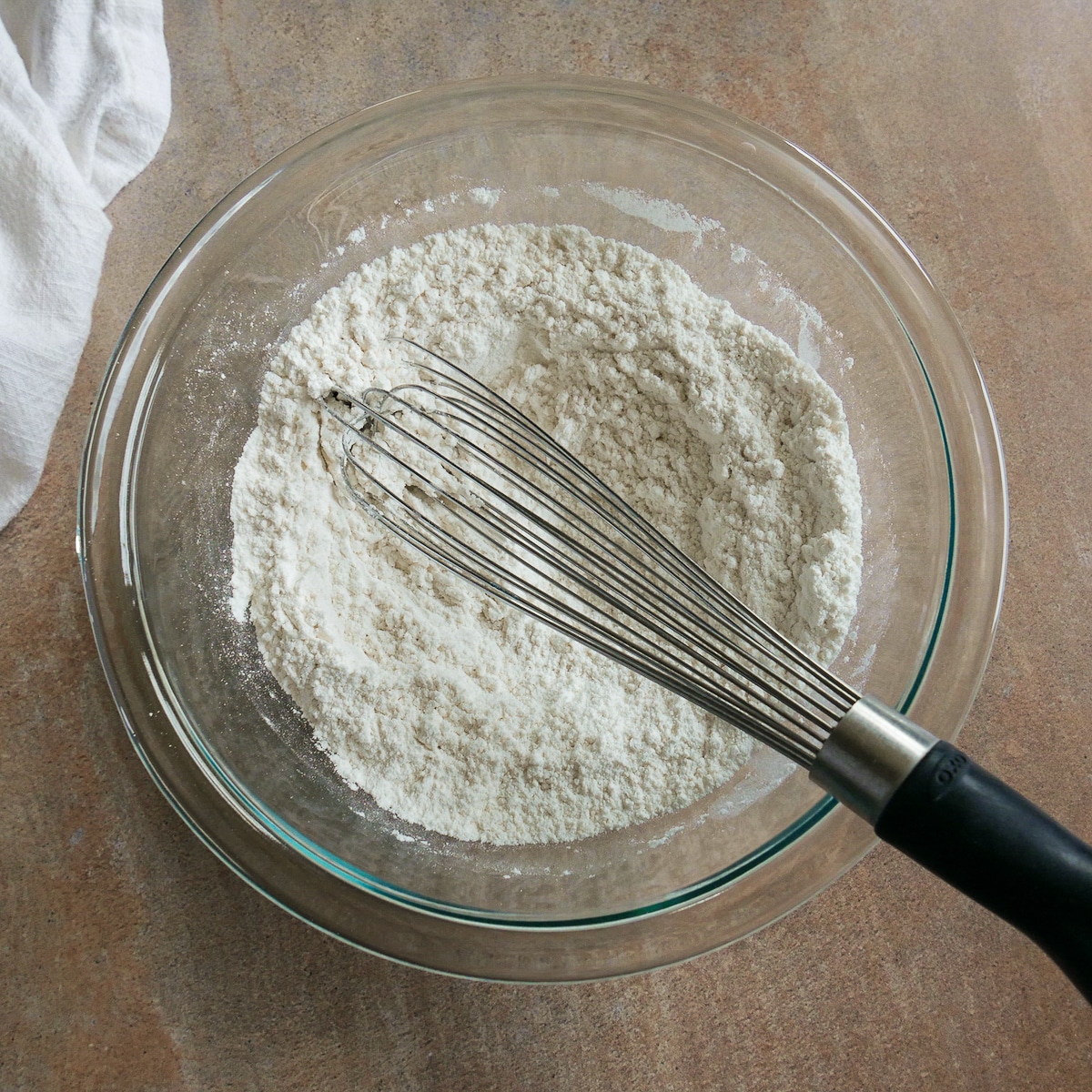 Dry ingredients whisked together in a medium bowl.