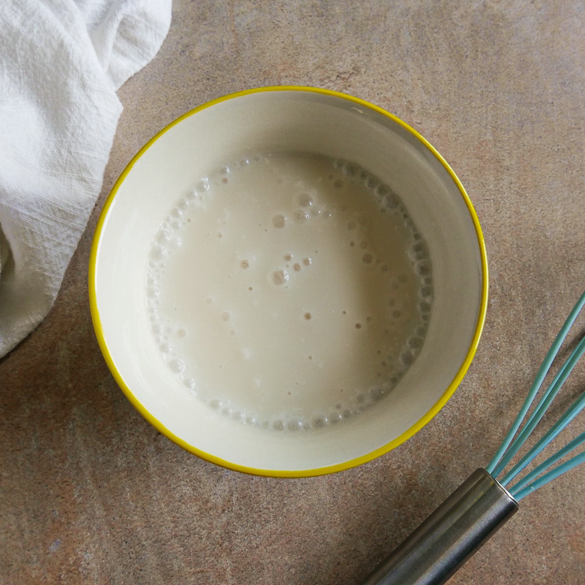 wet ingredients combined in a small bowl.