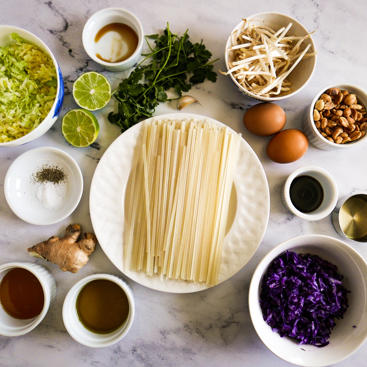 recipe-ingredients.jpg Pad thai ingredients arranged on a table.