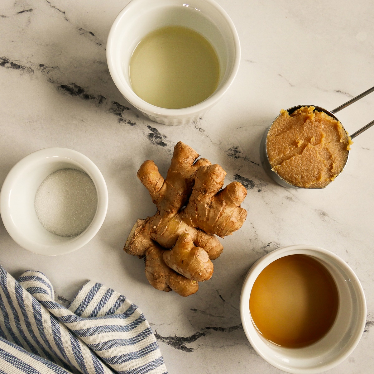 Recipe ingredients arranged on a table.