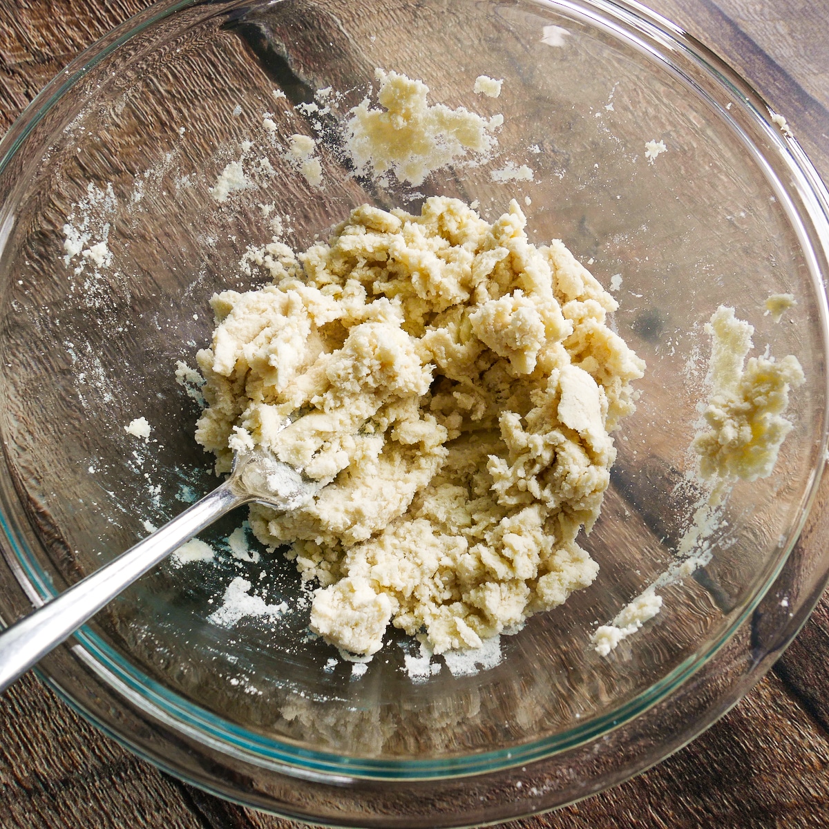 Ice water mixture added to galette dough.