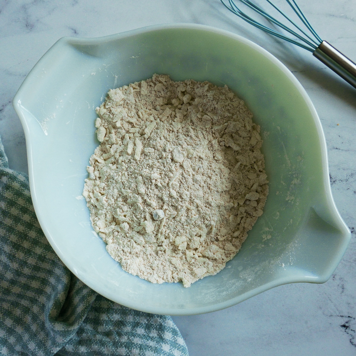 butter mixed into dry ingredients.