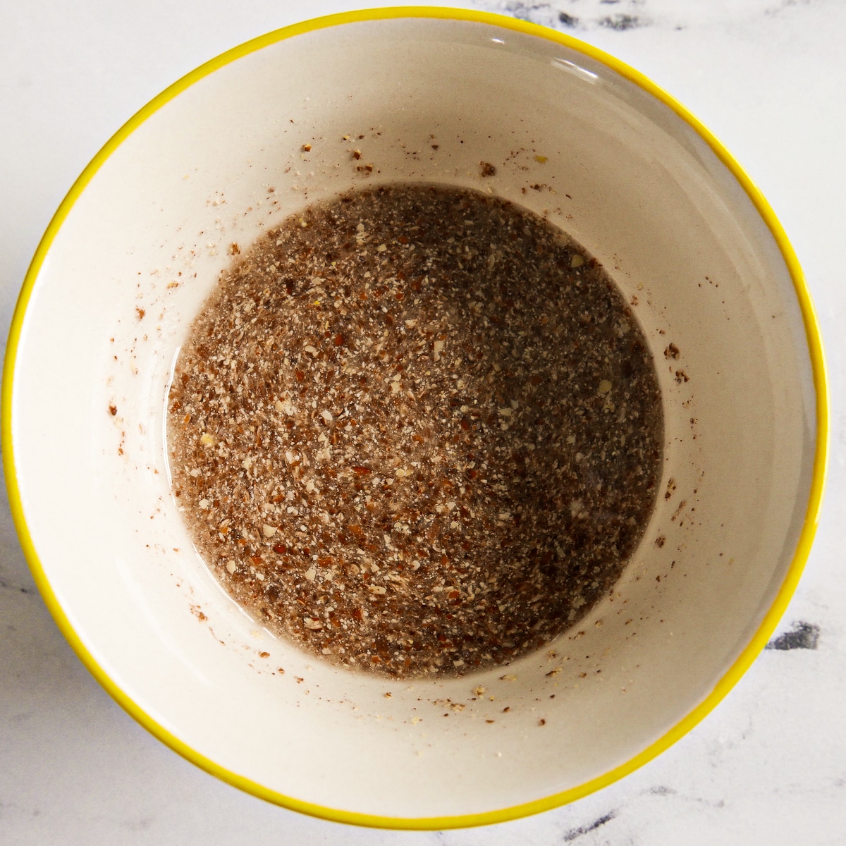 Flax eggs setting up in a small bowl.