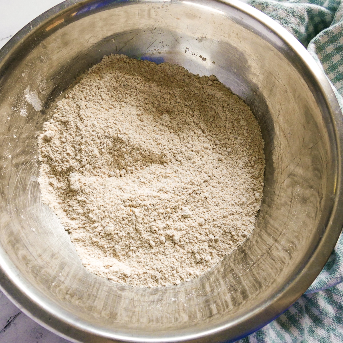 dry ingredients combined in a bowl.