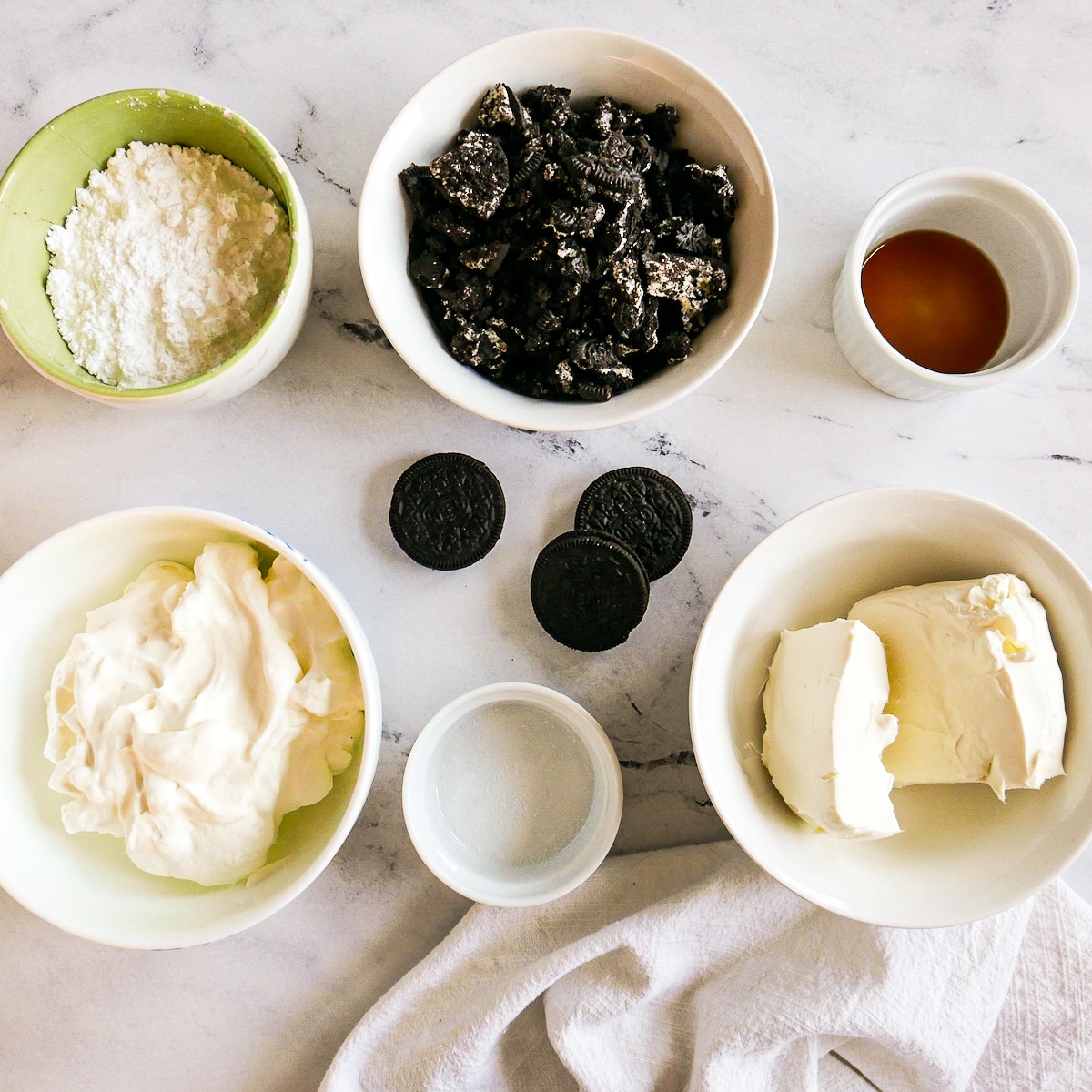 recipe ingredients arranged on a table.