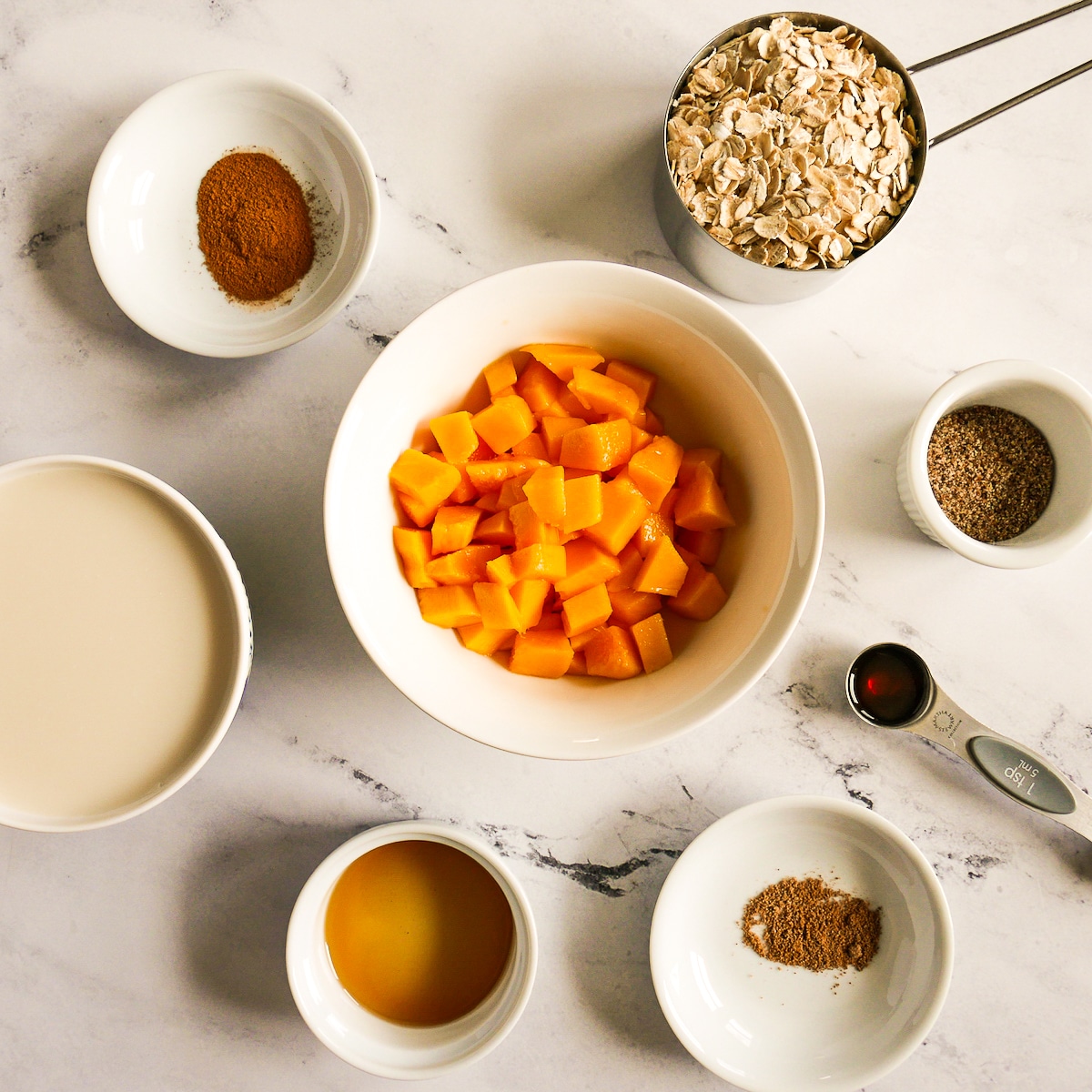 Ingredients laid out on a table.