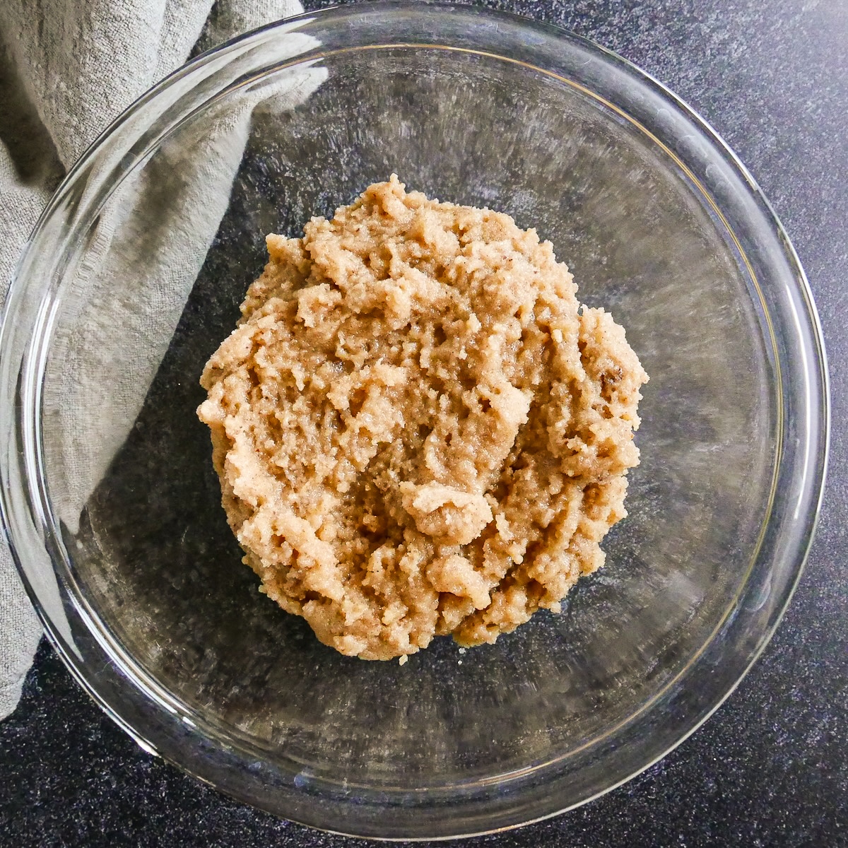 Eggs and vanilla extract added to cookie dough.