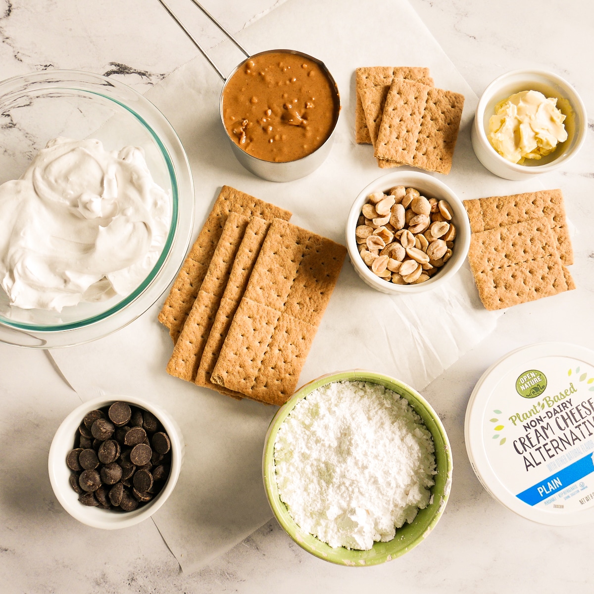 Pie ingredients arranged on a table.