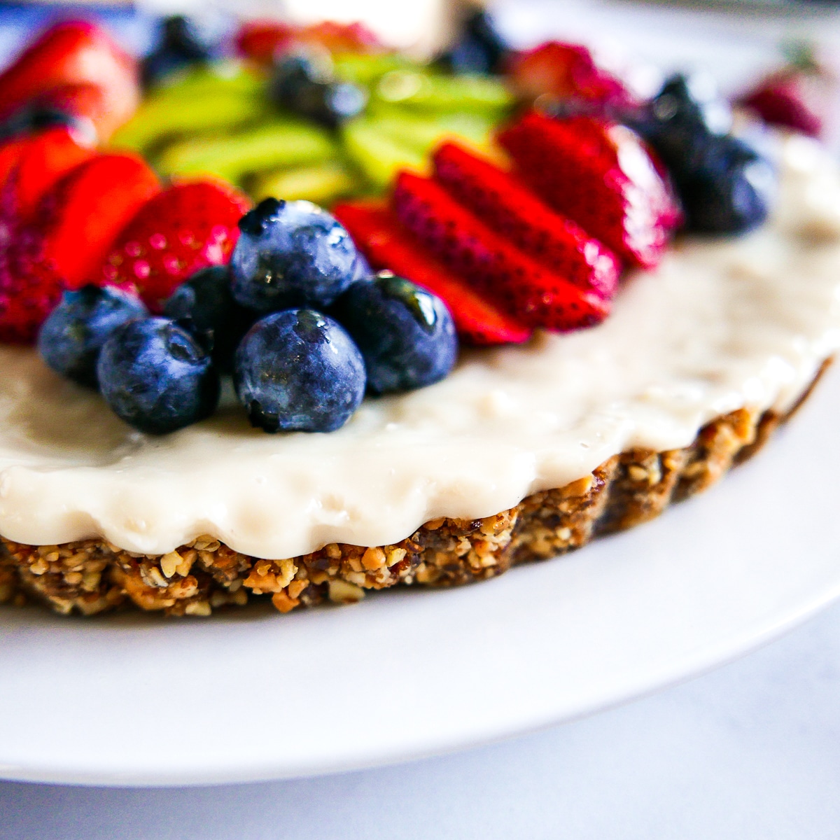 Dairy free tart arranged on a platter.