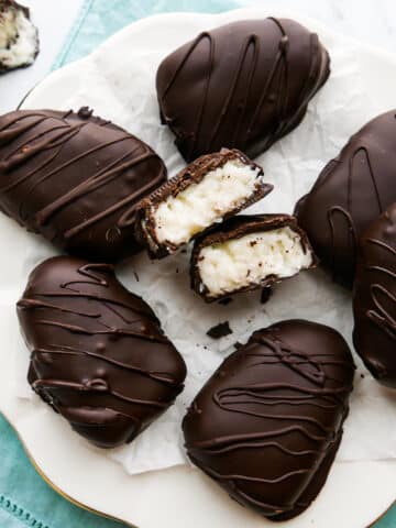 Creamy coconut Easter eggs arranged on a plate.