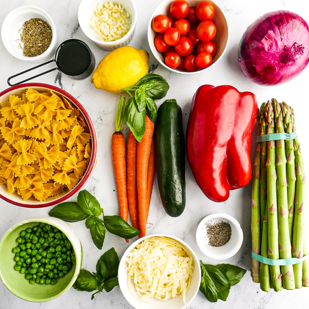 pasta-ingredients.jpg Pasta ingredients on a table.