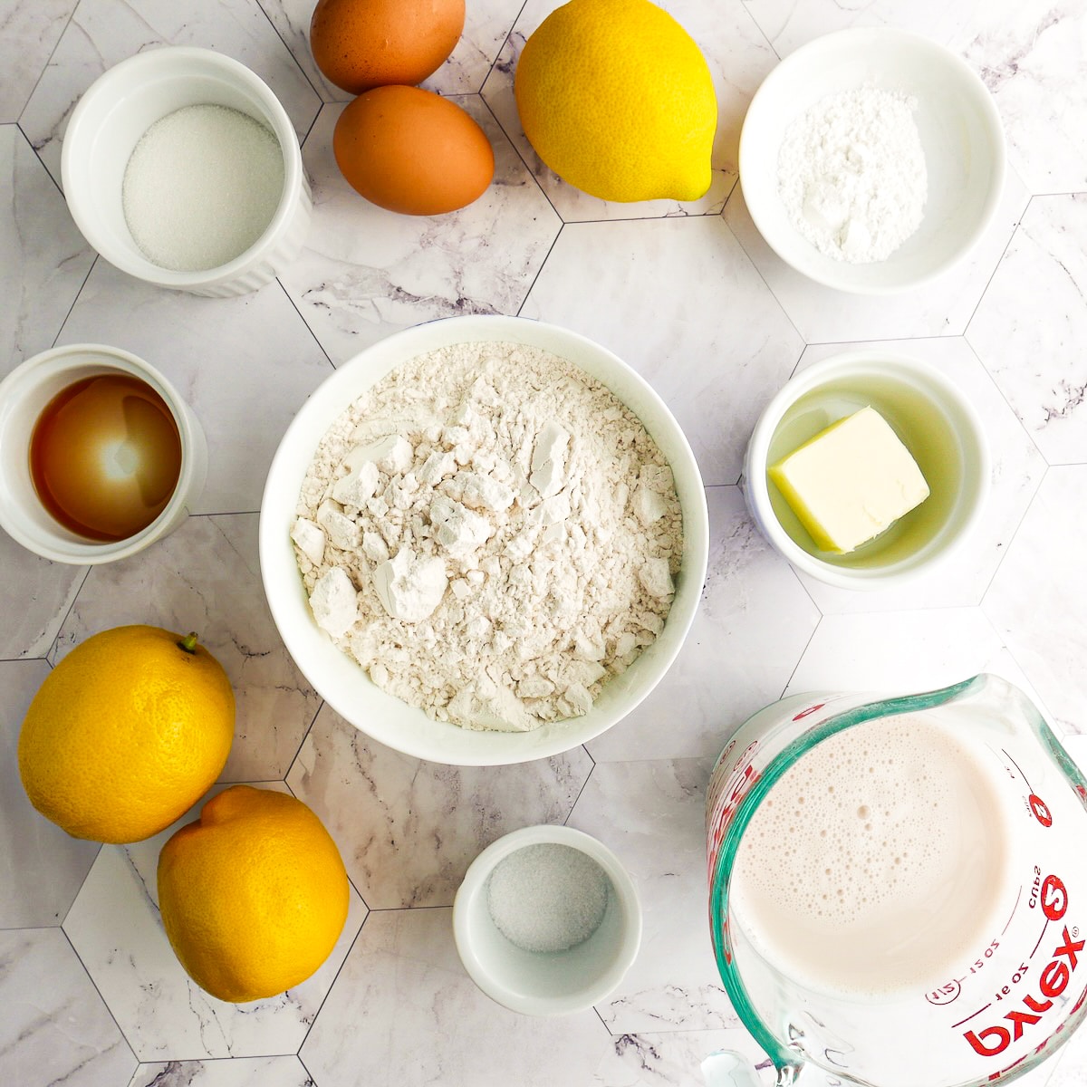 pancake-ingredients.jpg Pancake ingredients arranged on a table.