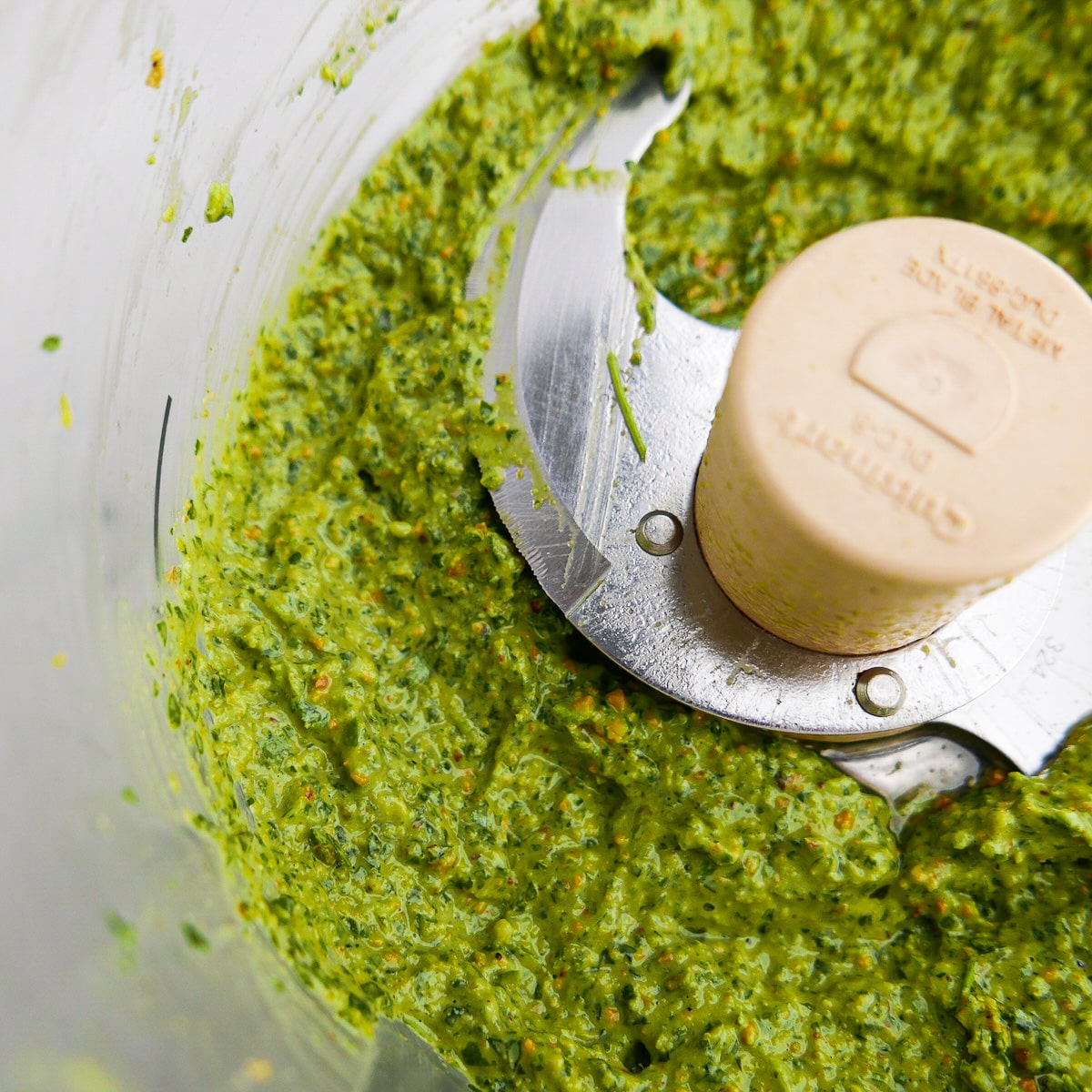 Pistachio pesto with olive oil added.