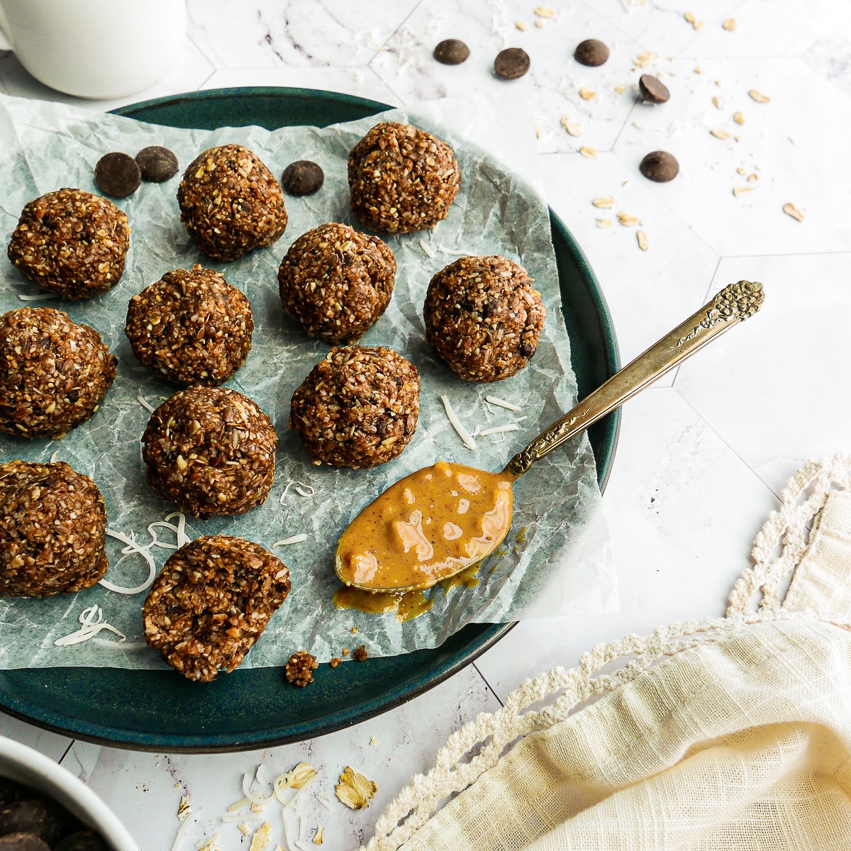 protein-energy-bites.jpg Protein energy bites arranged on a plate.