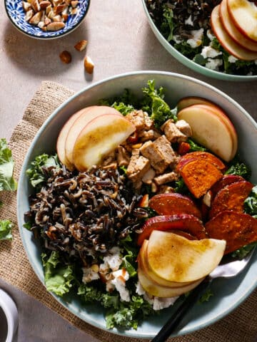 Sweetgreen copycat harvest bowl arranged on a table.