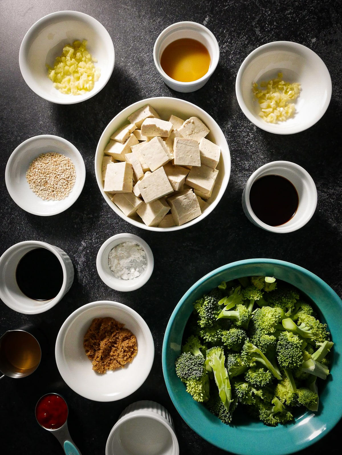 stir-fry-ingredients.jpg Stir fry ingredients arranged in bowls.
