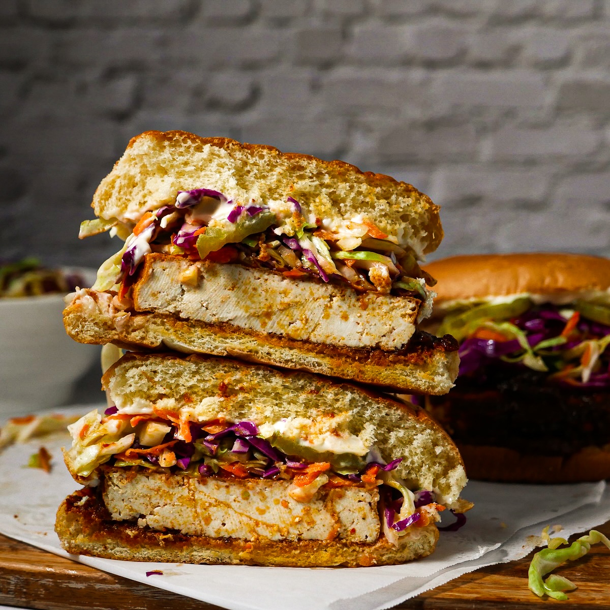sandwich-with-tofu.jpg homemade vegan sandwich with tofu on a plate.