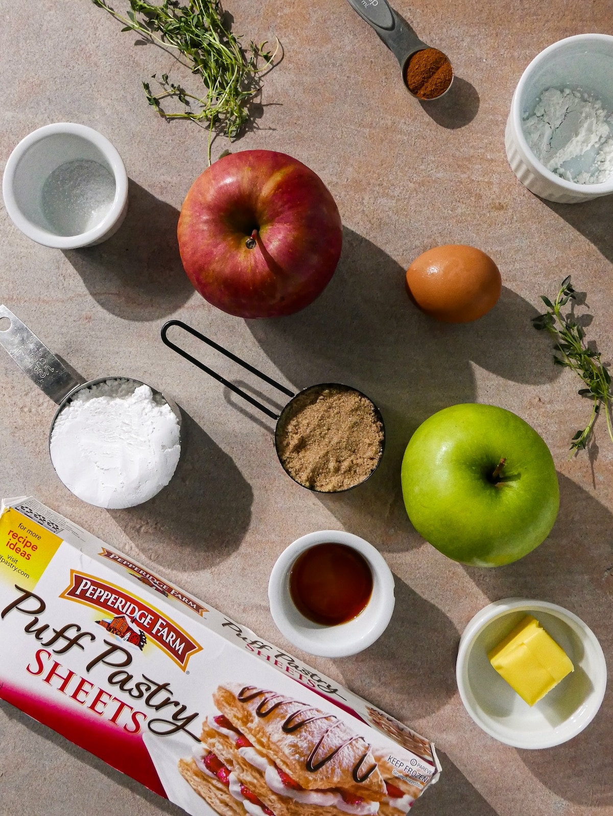 turnover-ingredients.jpg Turnover ingredients arranged on a table.