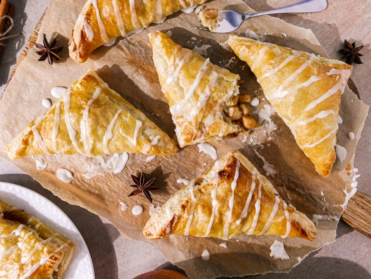 buttery-apple-turnovers.jpg Buttery apple turnovers with store bought puff pastry.