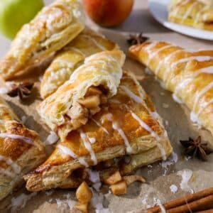 flaky apple turnovers with homemade filling.