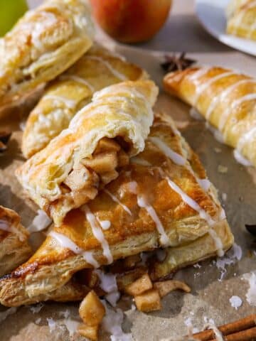 flaky apple turnovers with homemade filling.