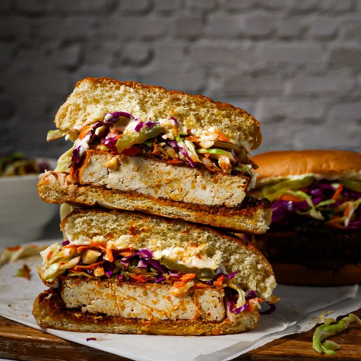 sandwich-with-tofu.jpg homemade vegan sandwich with tofu on a plate.